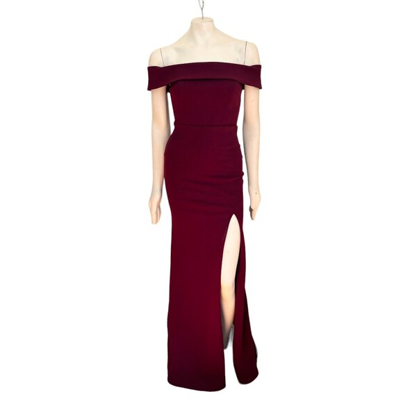LULUS Aveline Off the Shoulder Maxi Dress in Burgundy SZ S - Picture 3 of 13